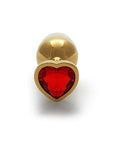 Shots Ouch! Heart Gem Butt Plug Small - Gold/Ruby Red