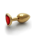 Shots Ouch! Heart Gem Butt Plug Small - Gold/Ruby Red