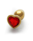 Shots Ouch! Heart Gem Butt Plug Small - Gold/Ruby Red