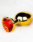 Shots Ouch! Heart Gem Butt Plug Small - Gold/Ruby Red