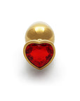 Shots Ouch! Heart Gem Butt Plug Medium - Gold/Ruby Red