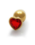 Shots Ouch! Heart Gem Butt Plug Medium - Gold/Ruby Red