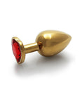 Shots Ouch! Heart Gem Butt Plug Medium - Gold/Ruby Red