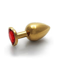 Shots Ouch! Heart Gem Butt Plug Large - Gold/Ruby Red