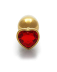 Shots Ouch! Heart Gem Butt Plug Large - Gold/Ruby Red