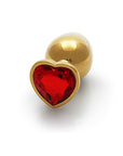 Shots Ouch! Heart Gem Butt Plug Large - Gold/Ruby Red