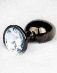 Shots Ouch! Round Gem Butt Plug Medium - Gunmetal/Diamond