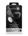 Shots Ouch! Round Gem Butt Plug Medium - Gunmetal/Diamond