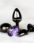 Shots Ouch! Heart Gem Butt Plug Small - Gunmetal/Amethyst