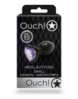 Shots Ouch! Heart Gem Butt Plug Small - Gunmetal/Amethyst