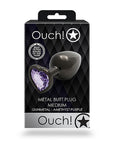 Shots Ouch! Heart Gem Butt Plug Medium - Gunmetal/Amethyst