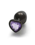 Shots Ouch! Heart Gem Butt Plug Medium - Gunmetal/Amethyst