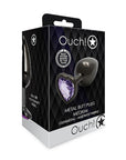 Shots Ouch! Heart Gem Butt Plug Medium - Gunmetal/Amethyst