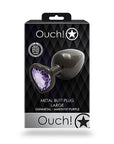 Shots Ouch! Heart Gem Butt Plug Large - Gunmetal/Amethyst