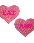 Pastease Eat Ass Hearts Pink Glitter