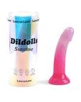 Love to Love Dildolls Sunrise 6 in. Silicone Dildo with Multicolor Star Glitter Pink/Purple