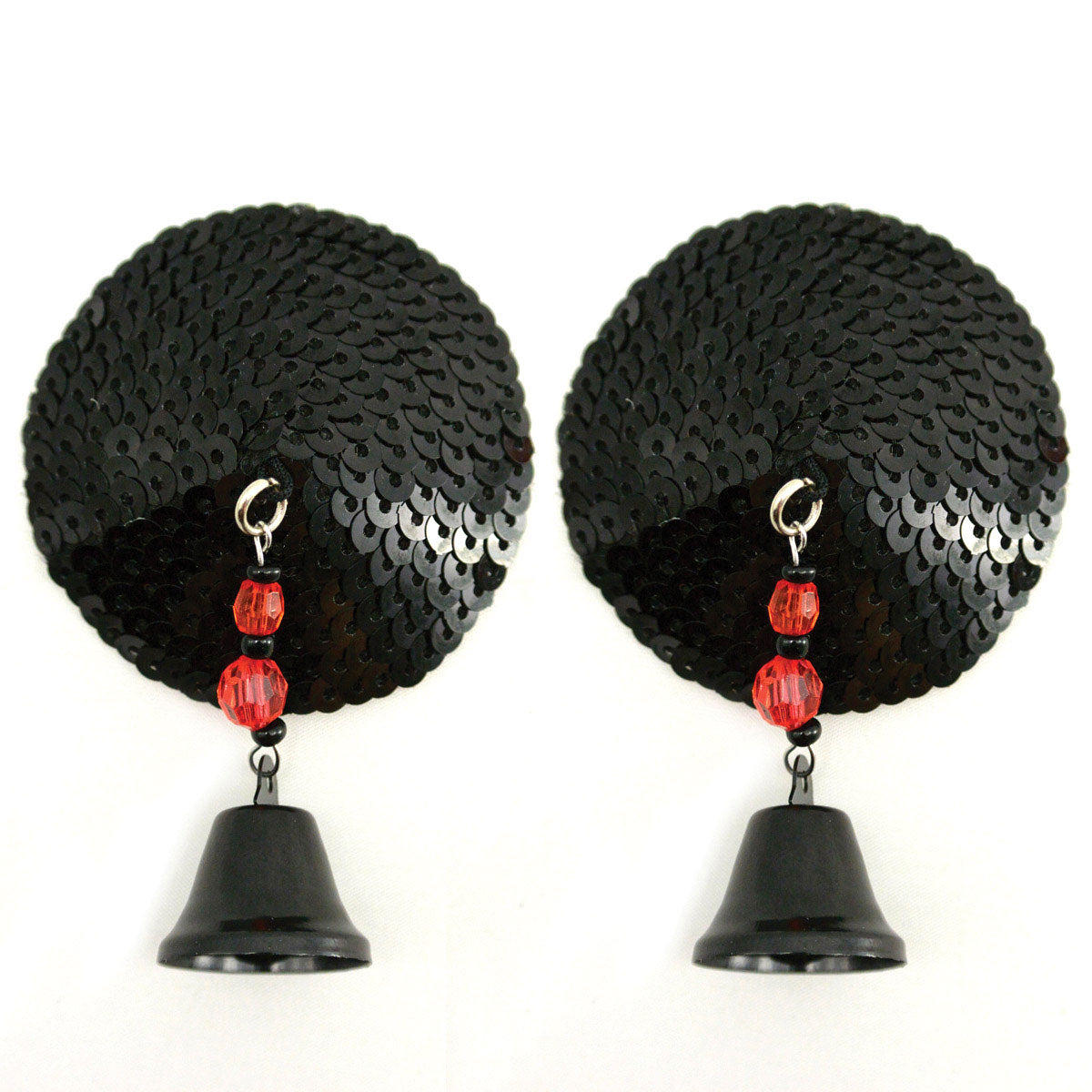 Bijoux de Nip Black Sequin Round Pasties with Bells