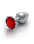 Shots Ouch! Round Gem Butt Plug Small - Silver/Ruby Red