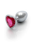 Shots Ouch! Heart Gem Butt Plug Small - Silver/Rubellite Pink