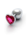 Shots Ouch! Heart Gem Butt Plug Medium - Silver/Rubellite Pink