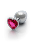 Shots Ouch! Heart Gem Butt Plug Large - Silver/Rubellite Pink