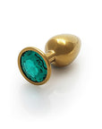 Shots Ouch! Round Gem Butt Plug Small - Gold/Emerald Green