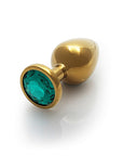 Shots Ouch! Round Gem Butt Plug Medium - Gold/Emerald Green