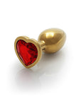 Shots Ouch! Heart Gem Butt Plug Small - Gold/Ruby Red