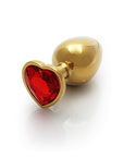 Shots Ouch! Heart Gem Butt Plug Medium - Gold/Ruby Red