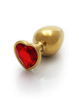 Shots Ouch! Heart Gem Butt Plug Large - Gold/Ruby Red