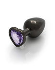 Shots Ouch! Heart Gem Butt Plug Medium - Gunmetal/Amethyst