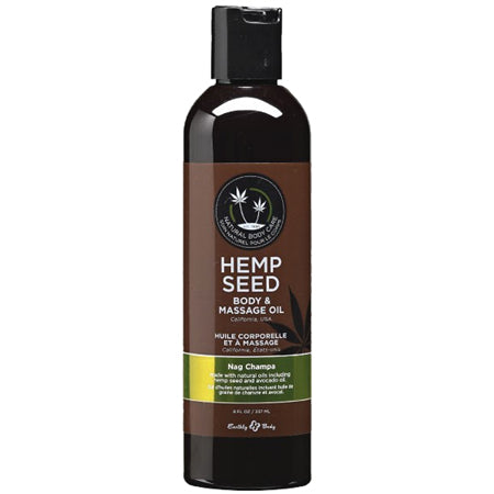 Earthly Body Hemp Seed Massage Oil Nag Champa 8 oz.