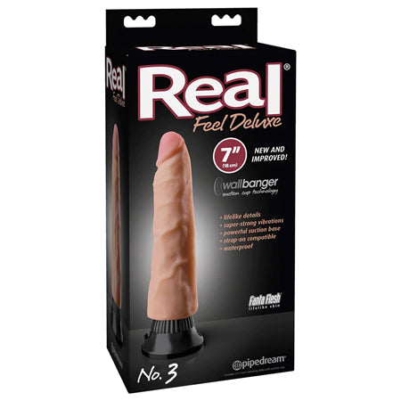 Pipedream Real Feel Deluxe No. 3 Realistic 7 in. Vibrating Dildo With Suction Cup Beige