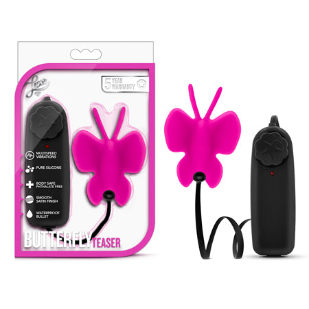 Blush Luxe Butterfly Teaser Remote-Controlled Silicone Mini Vibrator Fuchsia