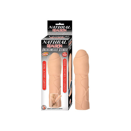Natural Realskin Uncircumcised Xtender Removable Bullet Waterproof Flesh
