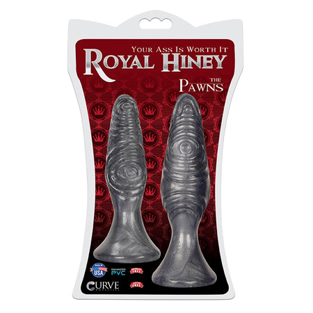 Curve Toys Royal Hiney The Pawns 2-Piece Textured Anal Plug Set Silver