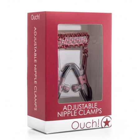 Ouch! Adjustable Metal Nipple Clamps With Chain Red