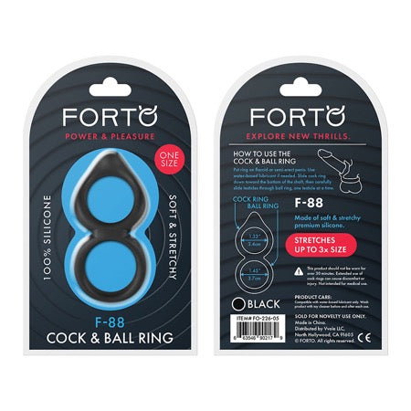 Forto F-88 Liquid Silicone Cock &amp; Ball Ring Black
