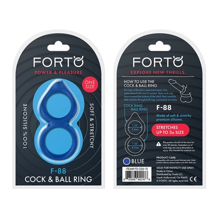 Forto F-88 Liquid Silicone Cock &amp; Ball Ring Blue