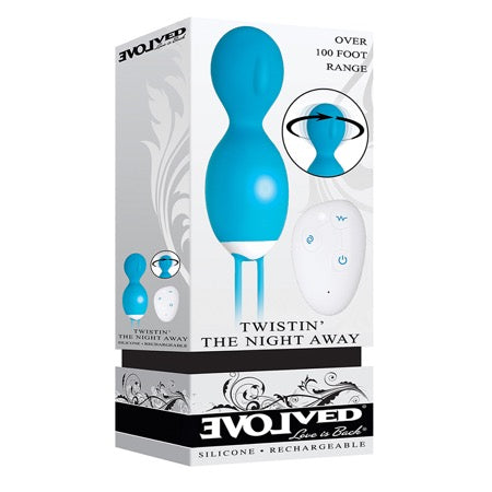 Evolved Twistin&#39; The Night Away Rechargeable Remote-Controlled Rotating Silicone Egg Vibrator Teal