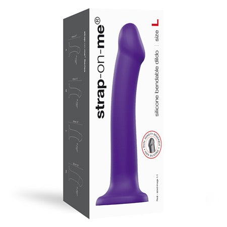 Strap-On-Me Bendable Dual-Density Silicone Suction Cup Dildo Purple L