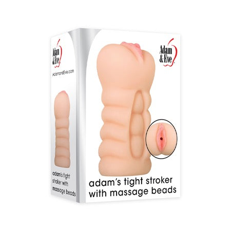 Adam &amp; Eve Adam&#39;s Tight Stroker With Massage Beads Vagina Masturbator Sleeve Beige