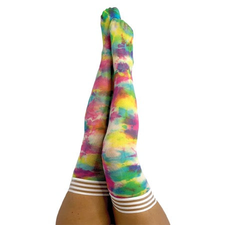 Kixies Gilly Rainbow Tie-Dye Thigh-High Size D