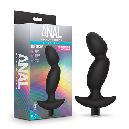 Blush Anal Adventures Platinum Silicone Rechargeable Vibrating Prostate Massager 04 Black