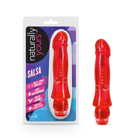 Blush Naturally Yours Salsa 6.75 in. Vibrating Dildo Red