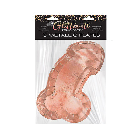 Glitterati Penis Party Rose Gold Plates 8-Pack