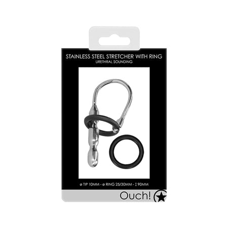 Ouch! Urethral Sounding Stainless Steel Stretcher With Ring 10 mm