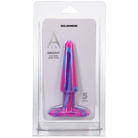 A-Play Groovy 5 in. Silicone Anal Plug Berry