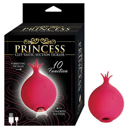 Princess Clit-Tastic Suction Tickler Rechargeable Silicone Vibrator Red