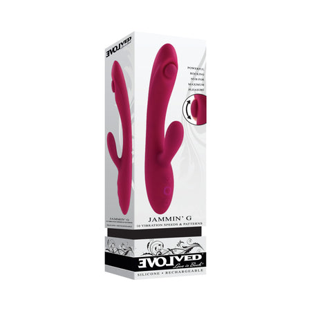 Evolved Jammin G Rechargeable Tapping Dual Stim Vibe Silicone Pink